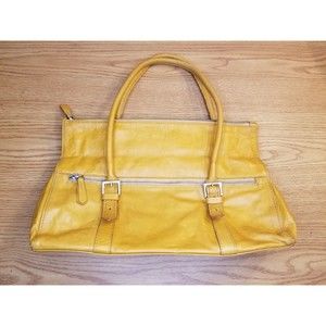 Helen Welsh Bag Leather Satchel Yellow Handbag Fold Over Vintage Made in Italy